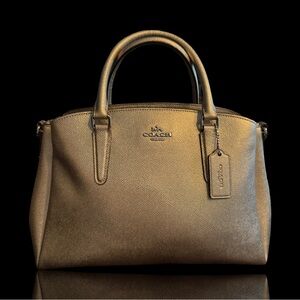 Coach Sage Carryall Metallic Crossgrain Leather Handbag